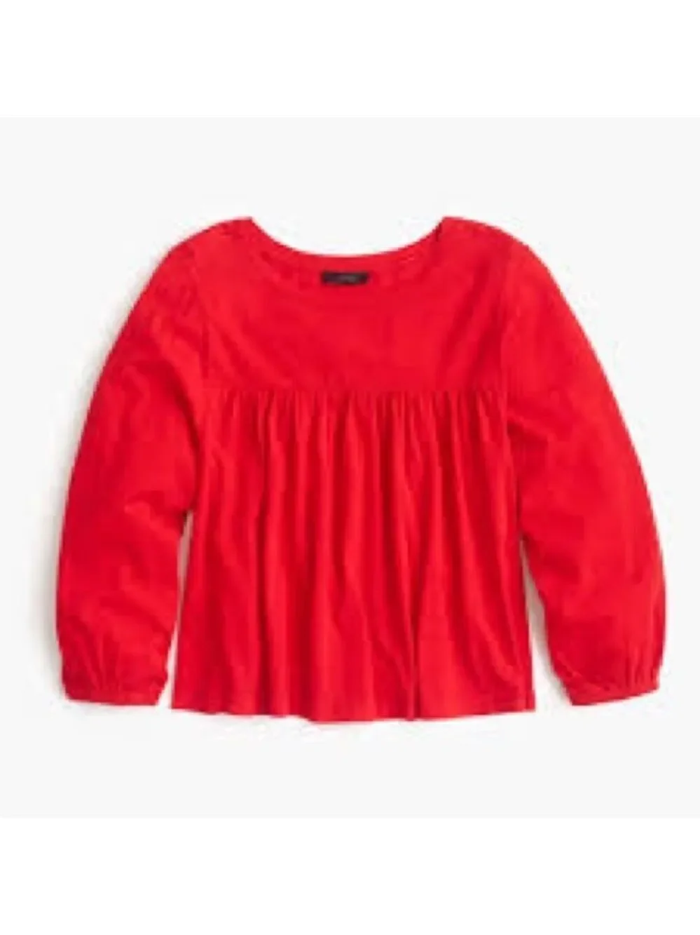 J. CREW Cropped Drapey Popover Blouse Top Shirt Poppy Red XS